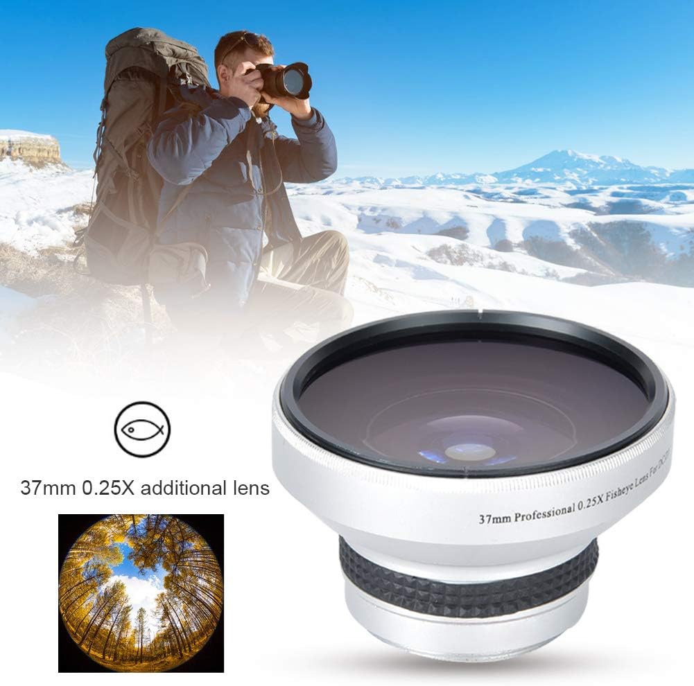 37Mm Fisheye Lens Camcorder,Camera Lens Silver Strong Applicability 37mm 0.25X Super Fisheye Additional Lens for 37mm Caliber Camera Lenses - Image 4